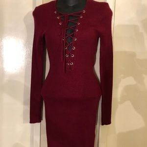 Burgundy long sleeve dress